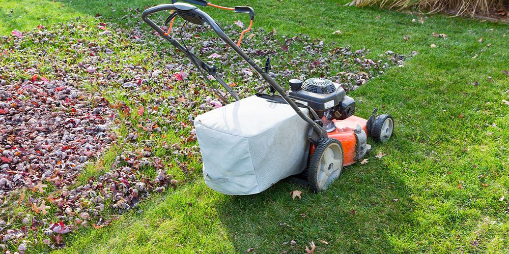 Plant Perfect Garden Center-Bismarck-Fall Lawn Care-mowing the lawn in autumn