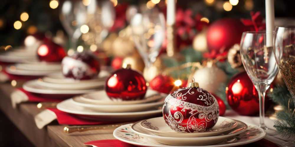 Plant Perfect-Bismarck-North Dakota-Style the Perfect Holiday Tabletop-ornaments on table
